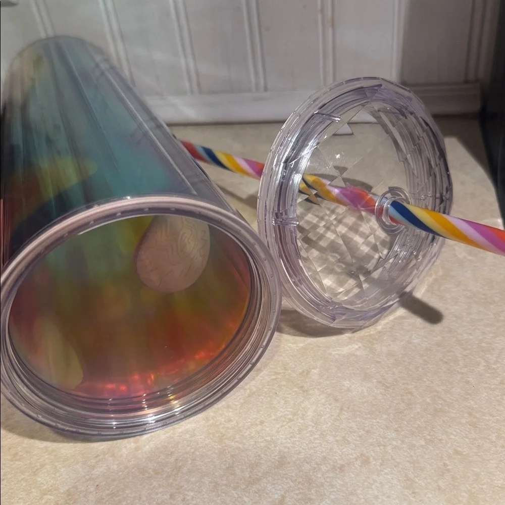 Starbucks Rainbow Kaleidoscope limited edition venti tumbler with straw